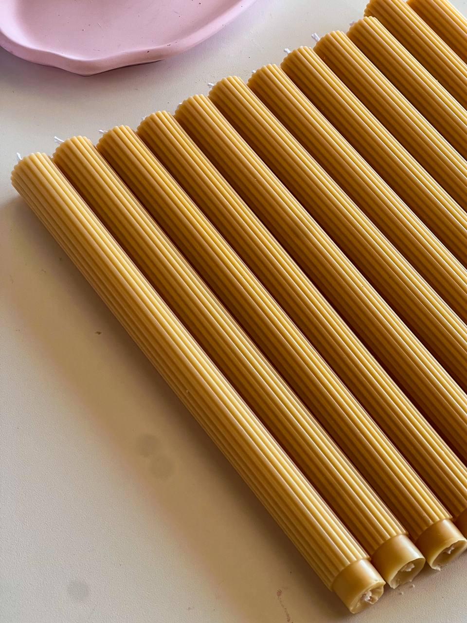 Rustic Ribbed Taper Candle