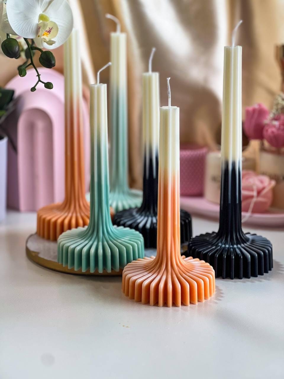 Set of 2 Ombre Large Vase Candle