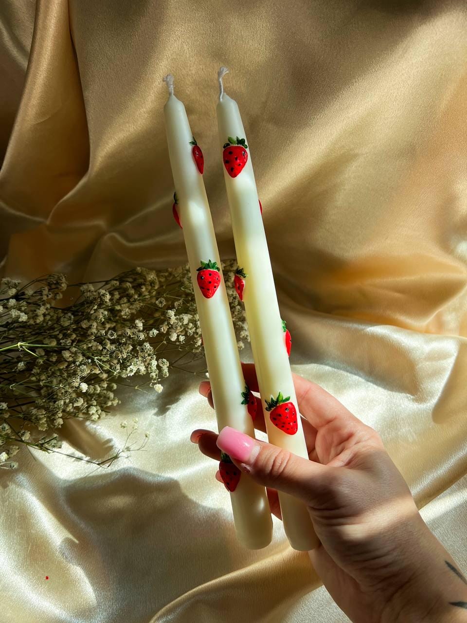 Strawberry Taper Candle