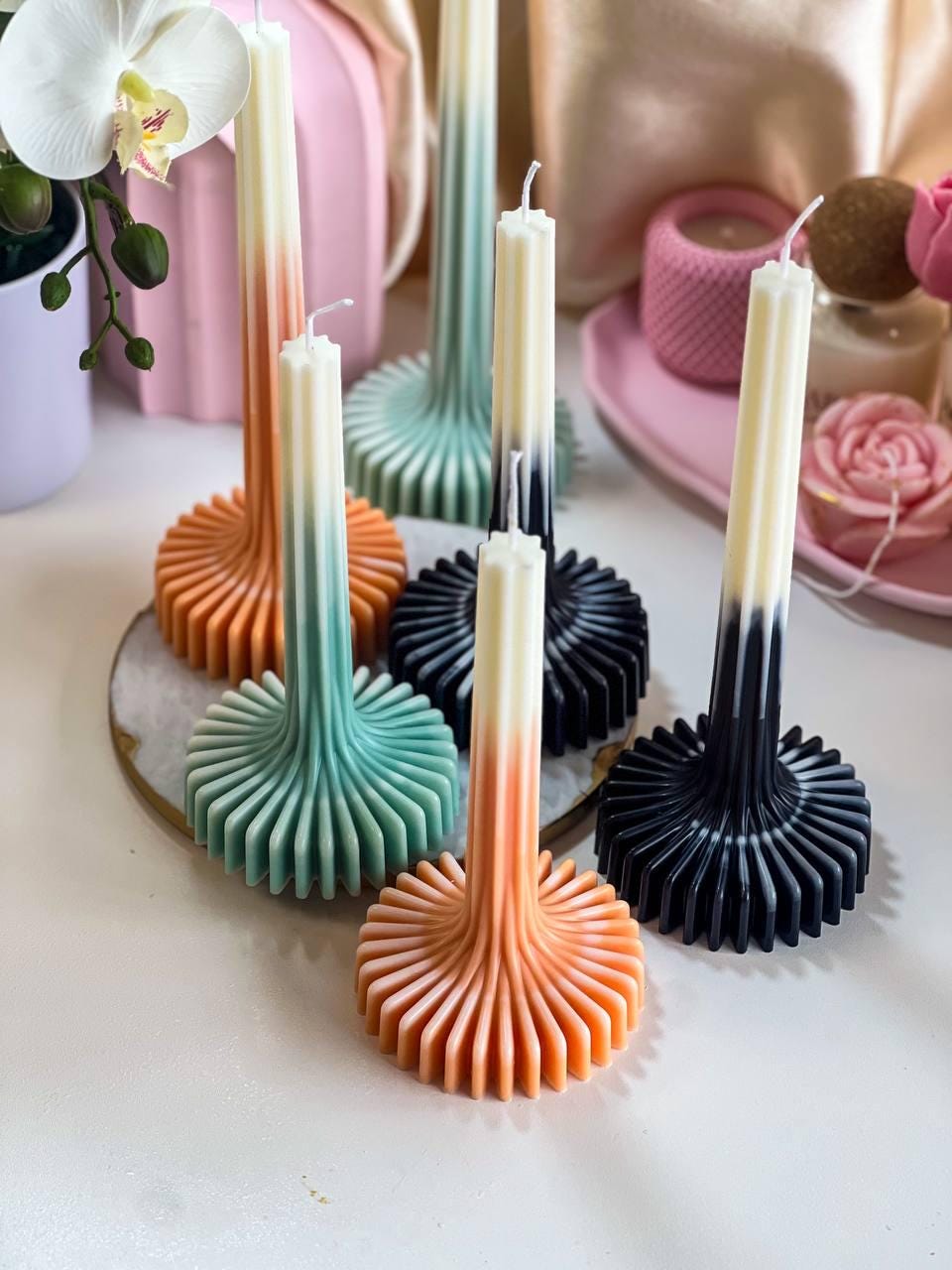 Set of 2 Ombre Large Vase Candle