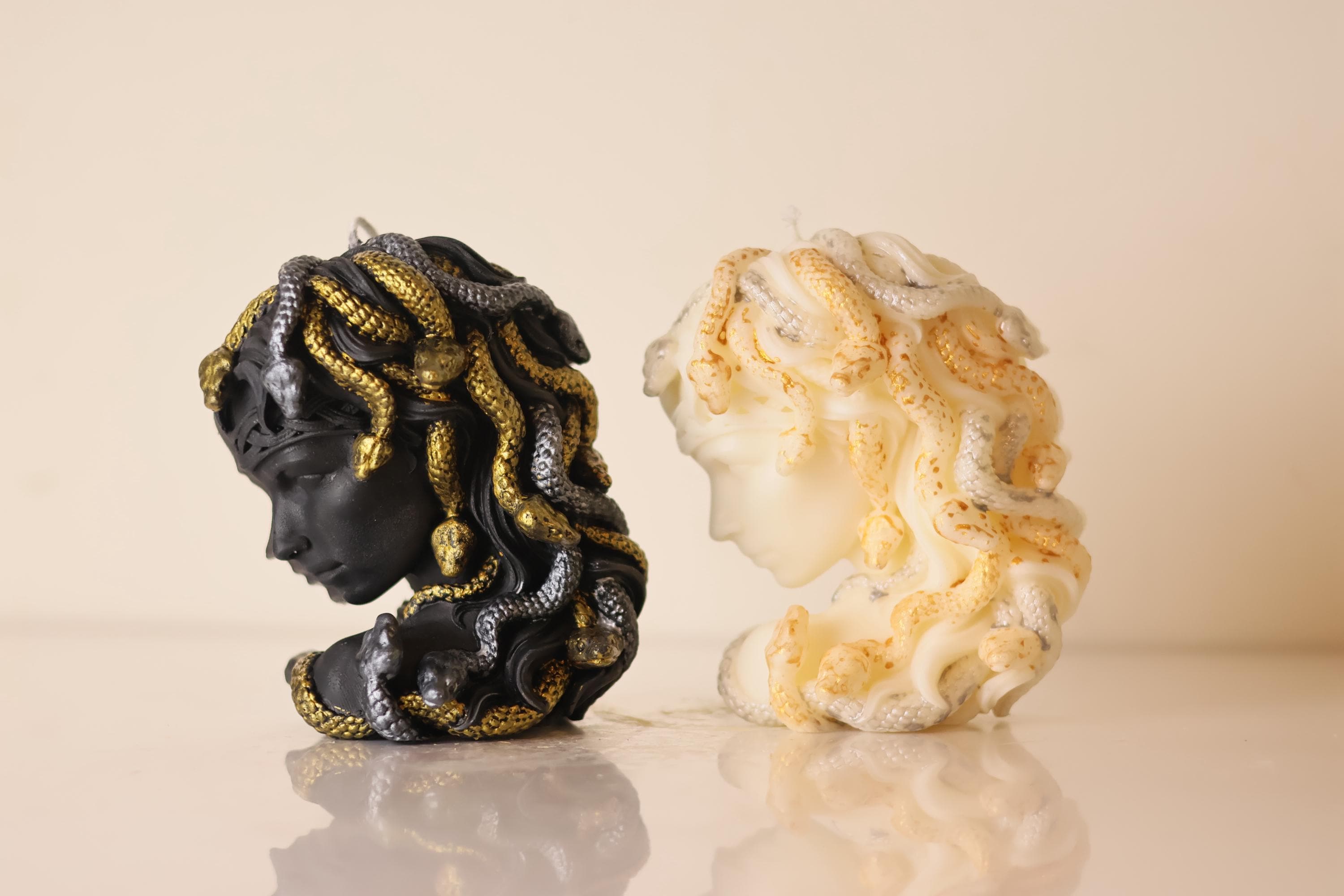 Medusa Candle with Gold Snakes