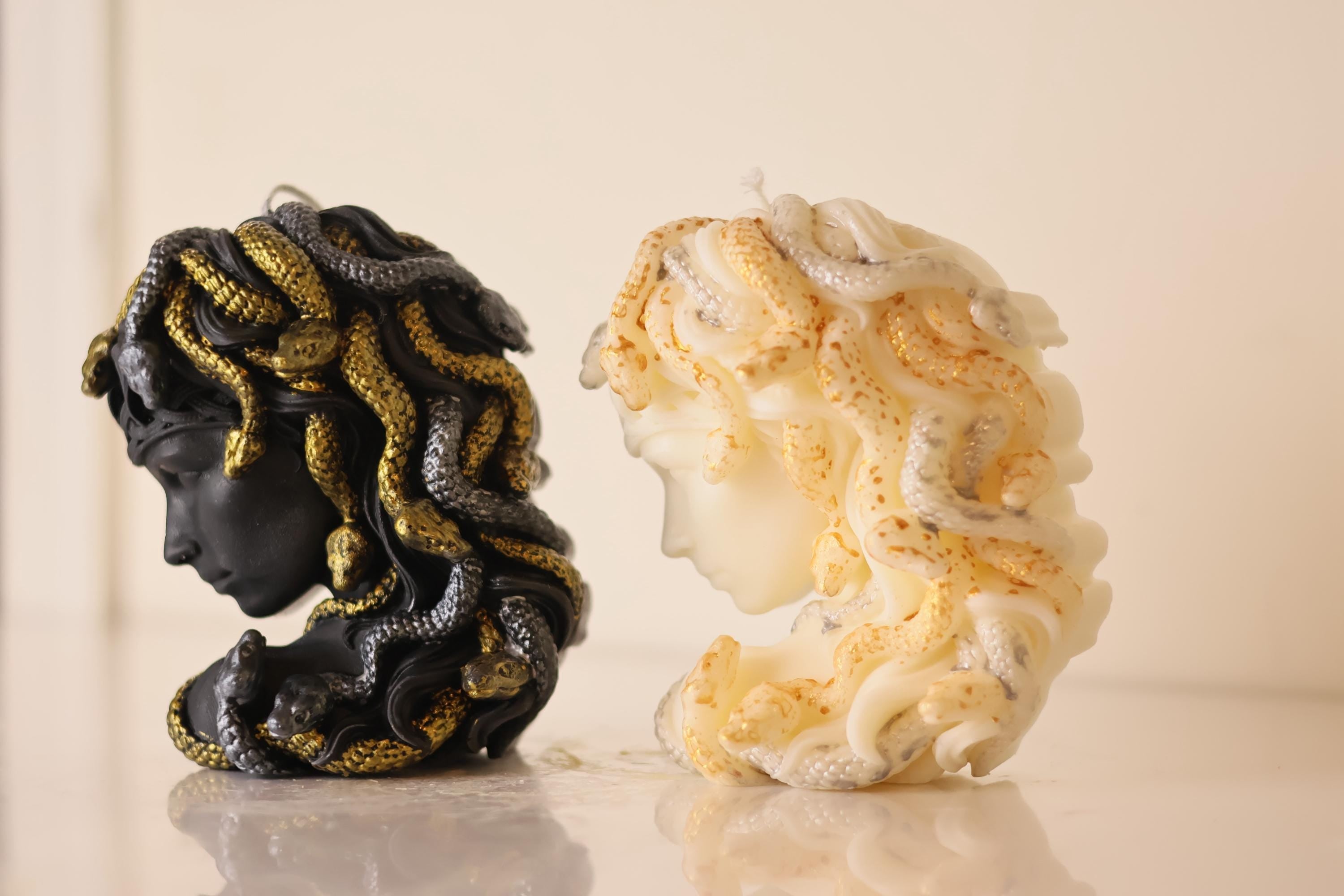 Medusa Candle with Gold Snakes