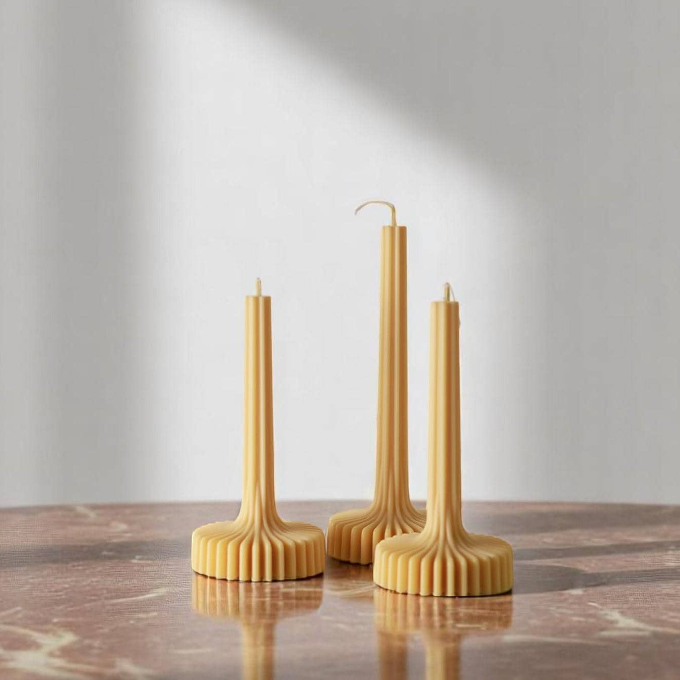 Set of 2 Stripe Vase Column Candle