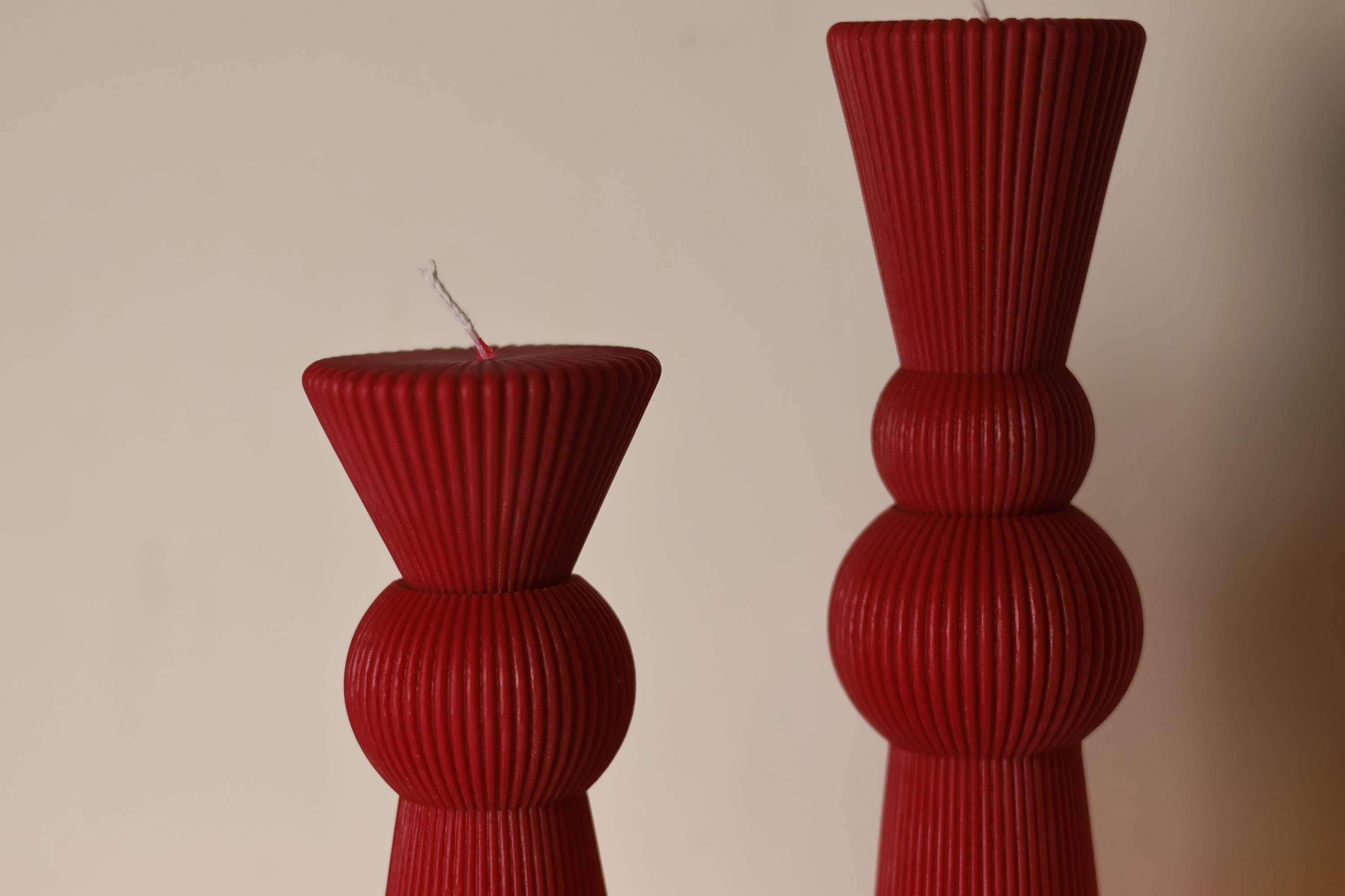 Set of 2 Chic Roman Ribbed Pillar Candle