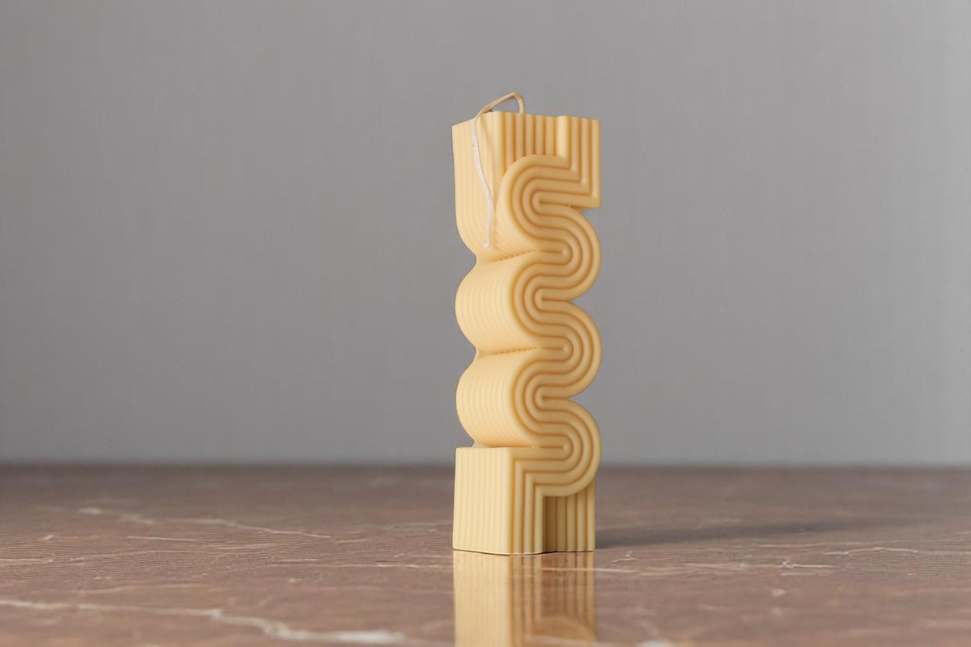 Large Ribbed Pillar Candle