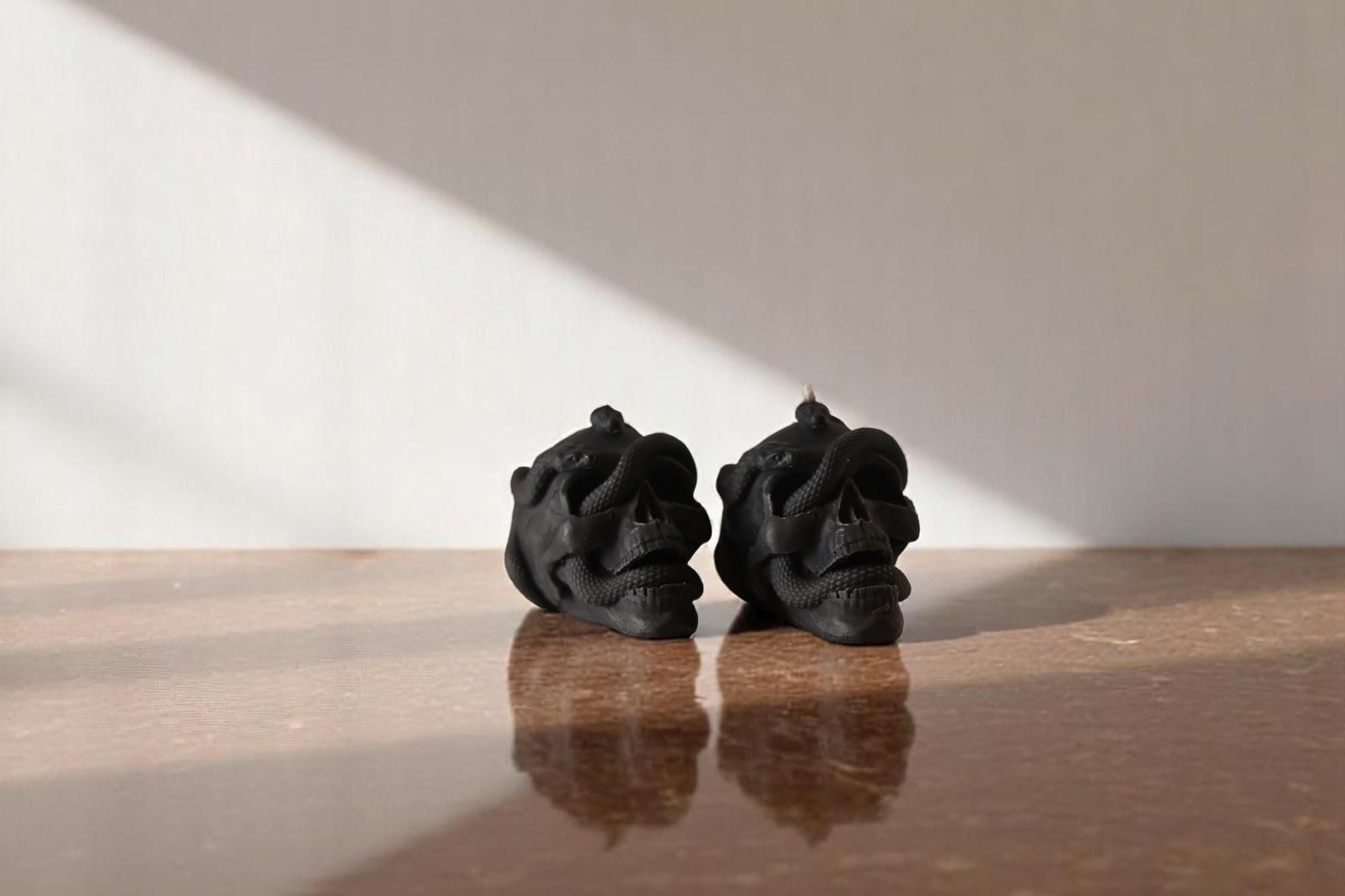 Skull with Snake Pillar Candle