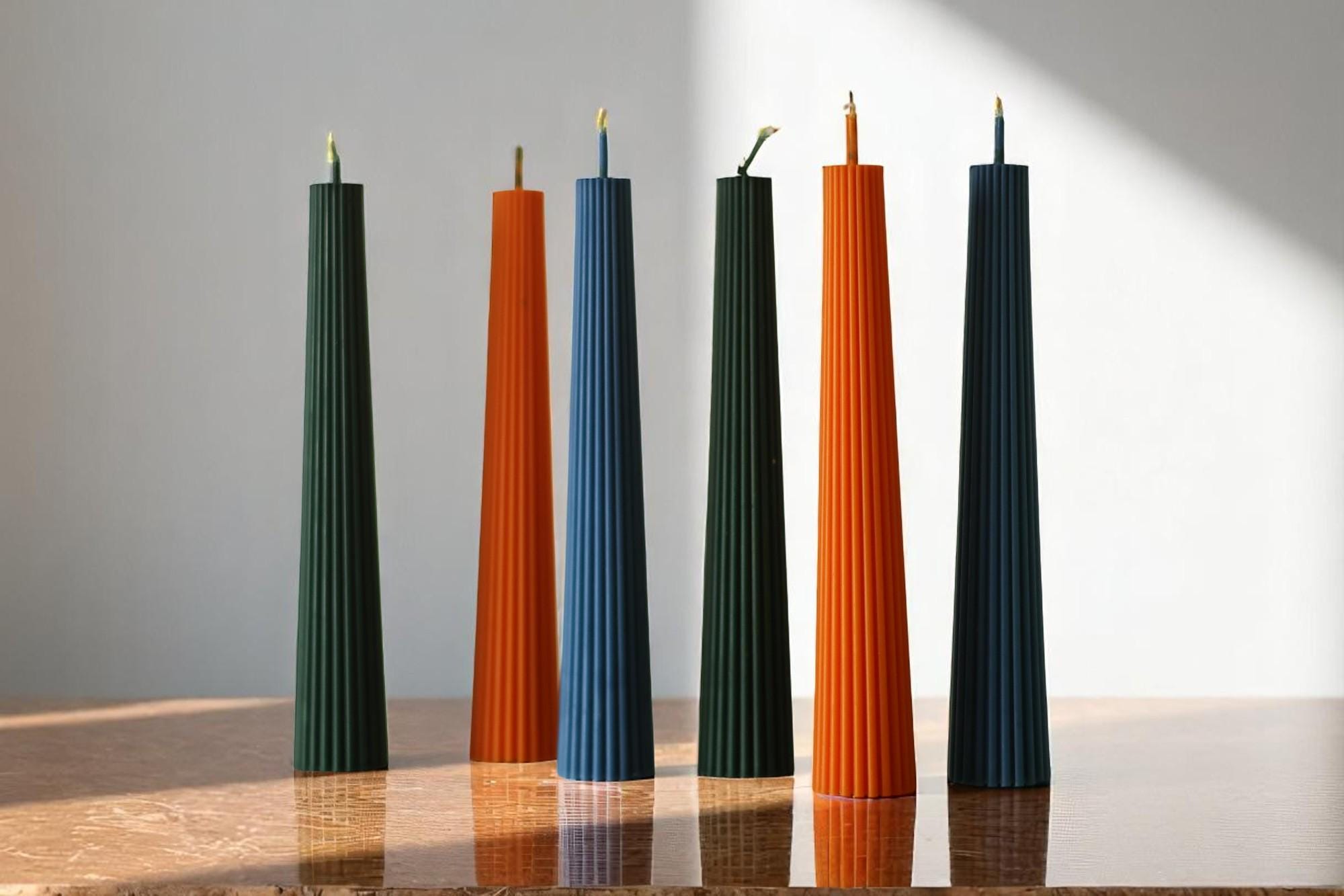 Stylish Ribbed Taper Candle