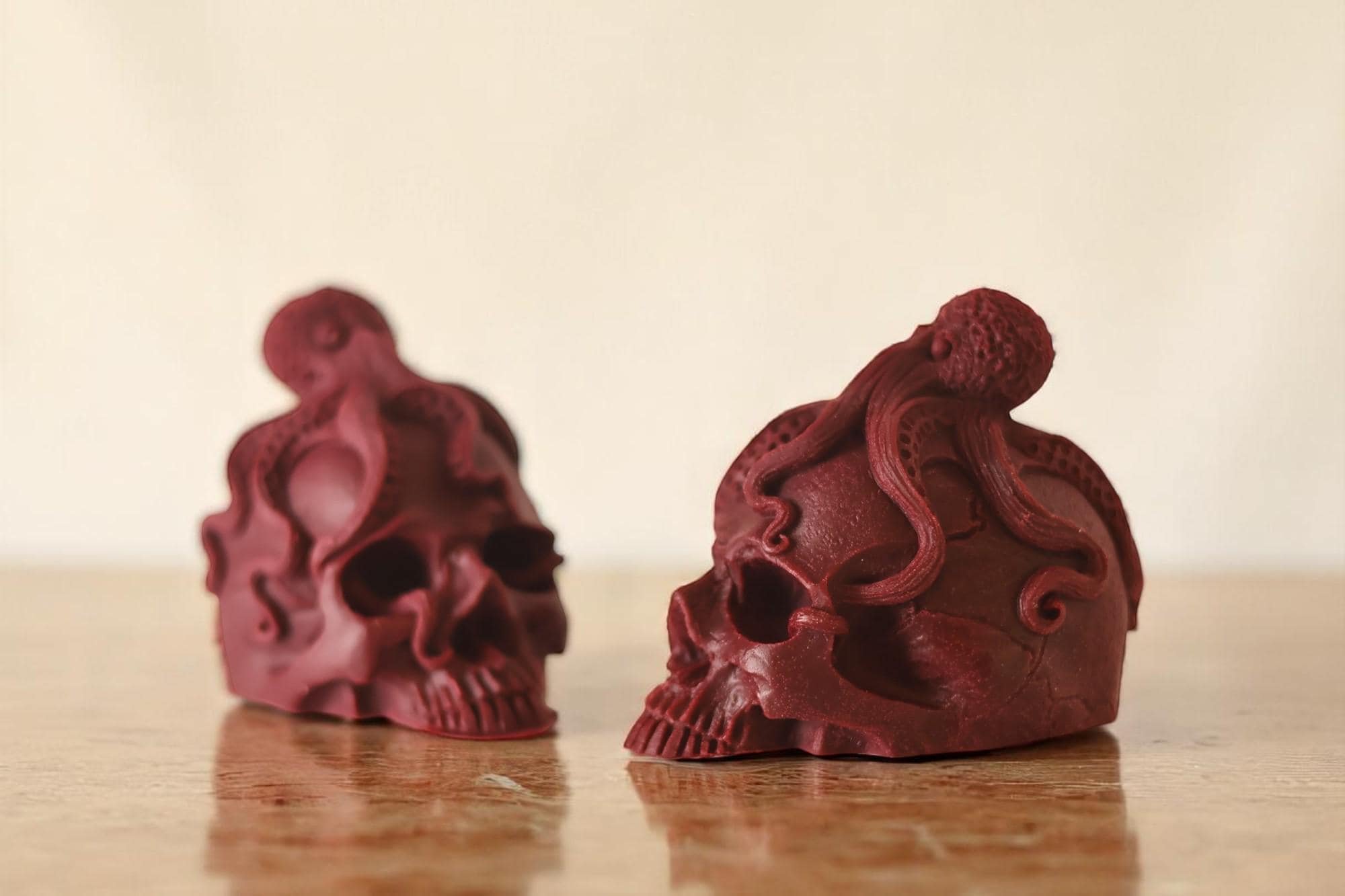 Skull with octopus candle