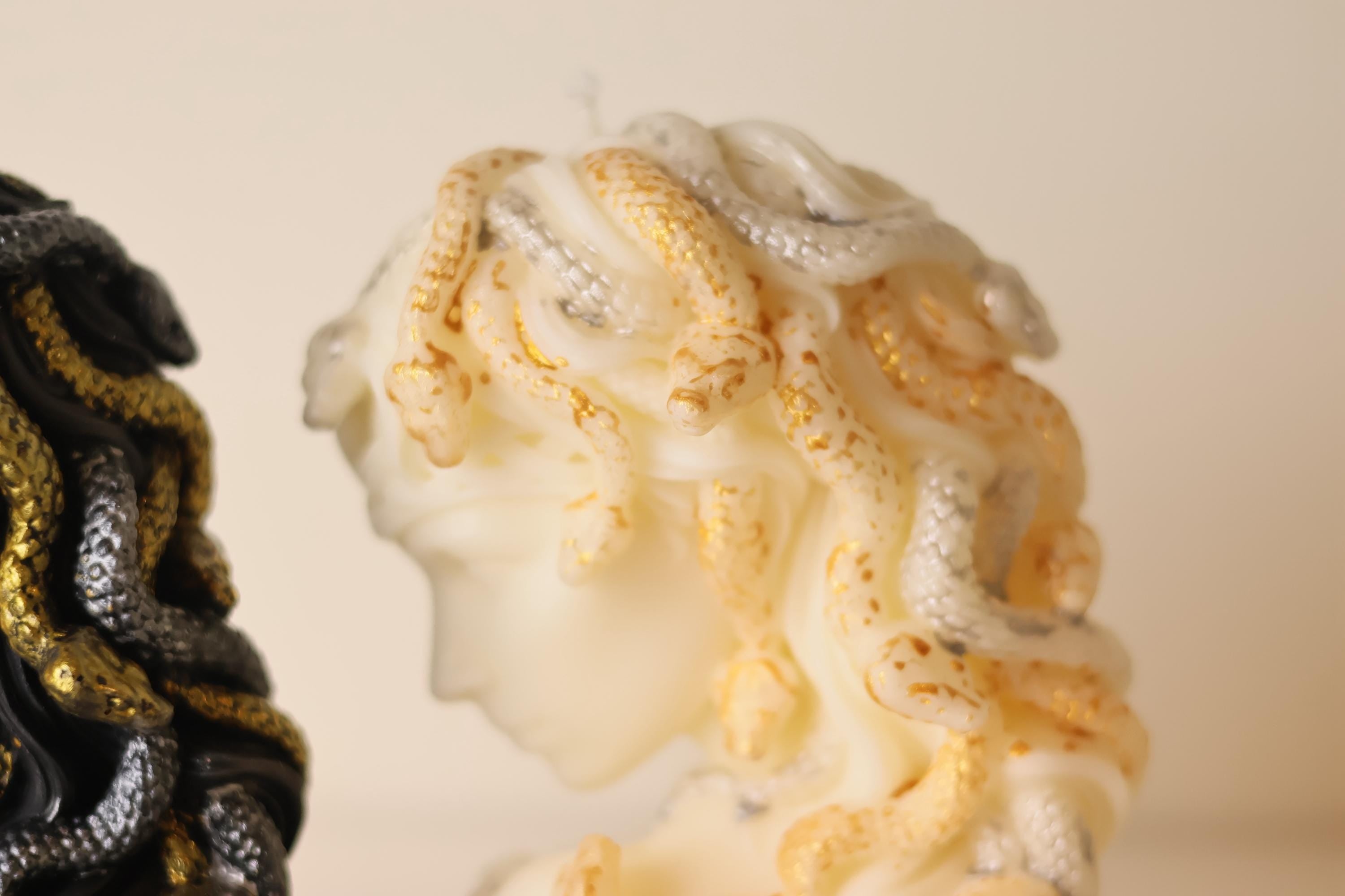 Medusa Candle with Gold Snakes