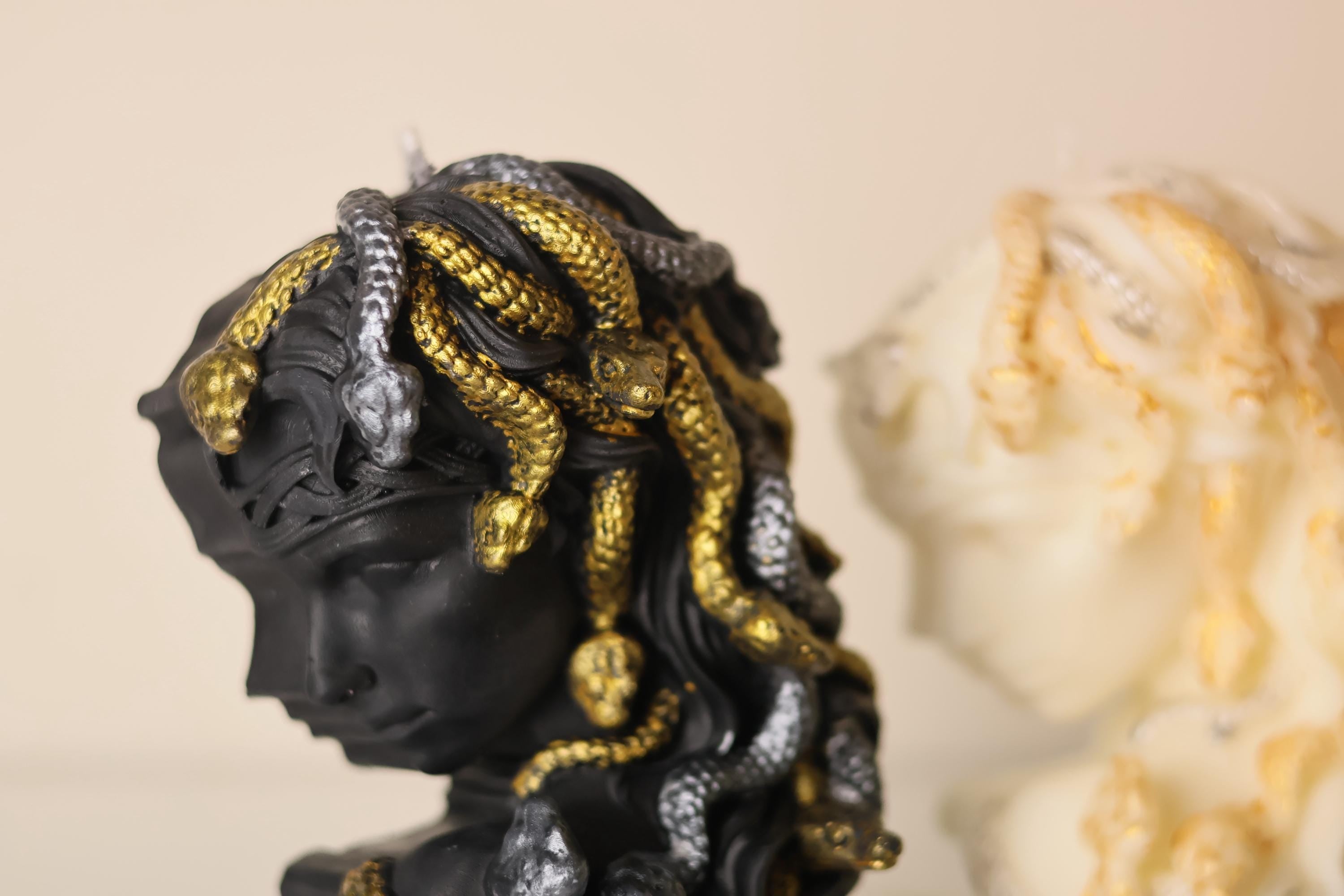 Medusa Candle with Gold Snakes