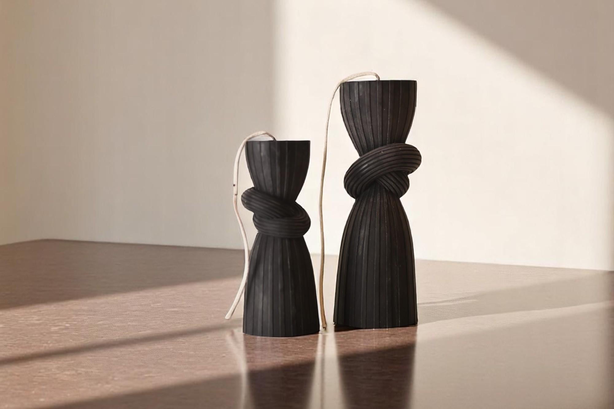 Set of 2 Cylindrical Knot Pillar Candle