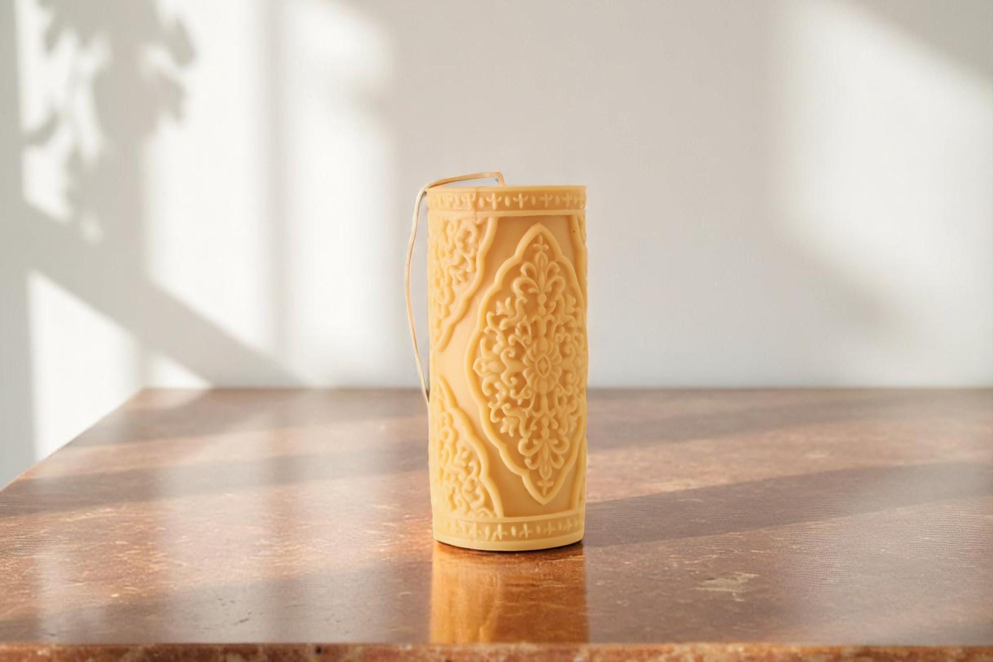 Medium Vintage Lace Pillar Candle