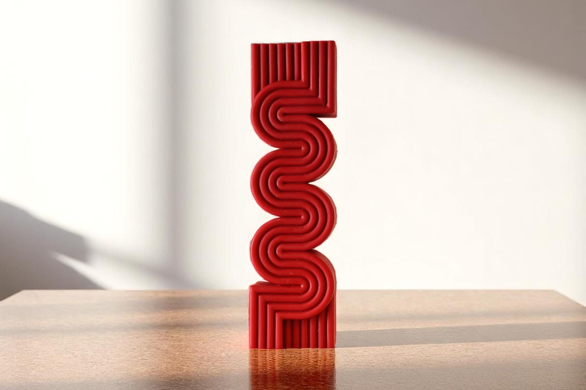 Large Ribbed Pillar Candle