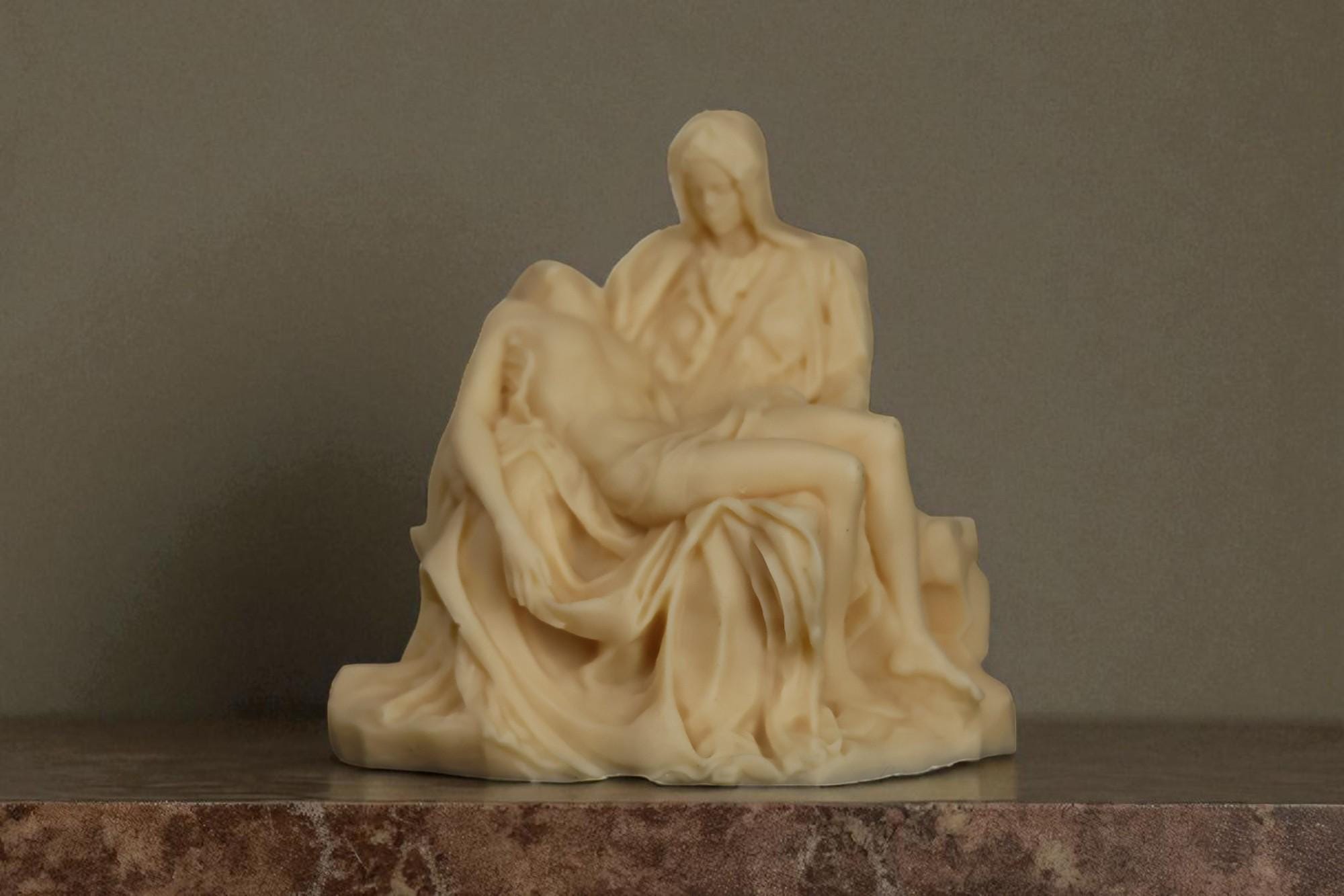 Italian Pieta Statue Candle 5.5x6 inches