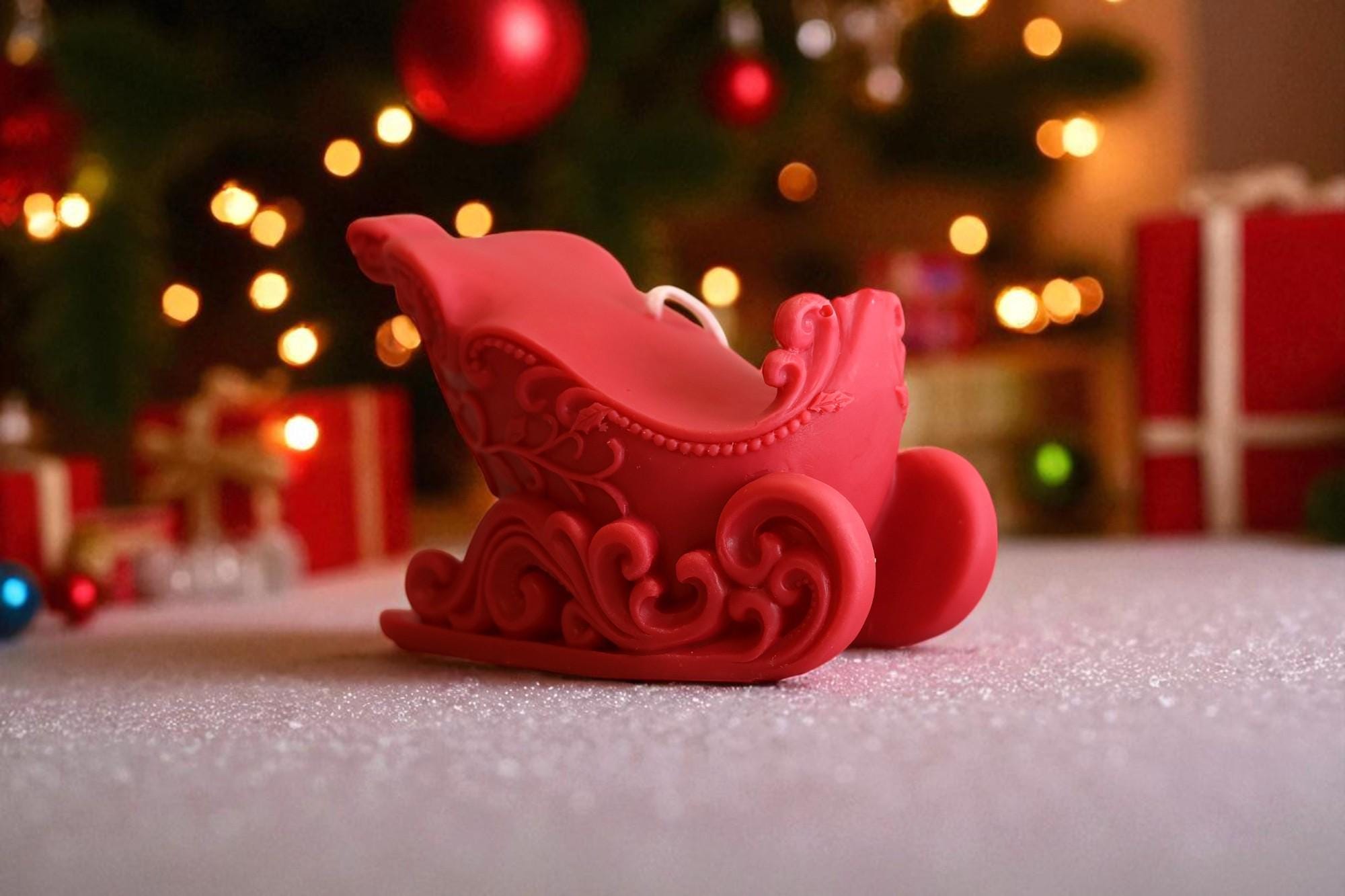 Large Christmas Sleigh Candle