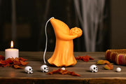 Spooky Ghost with Pumpkin Candle