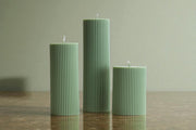 Set of 3 Textured Ribbed Pillar Candles