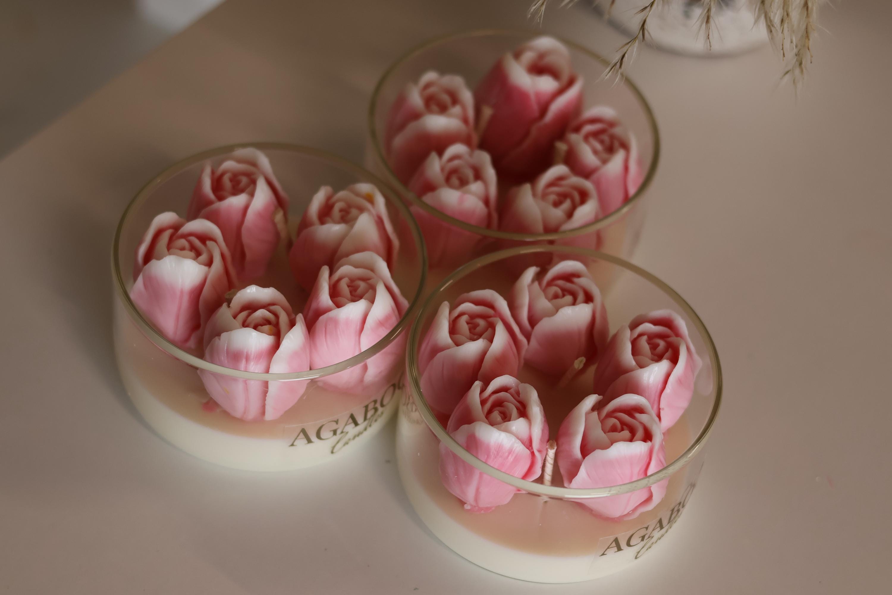 Ombre Tulip Glass Jar Candle