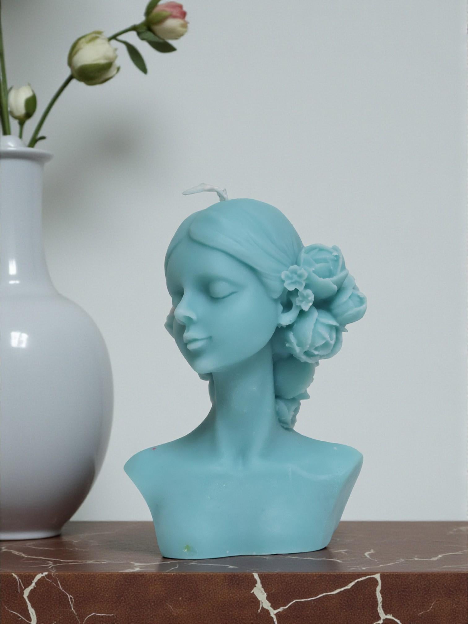 Small Lady with Flowers Candle