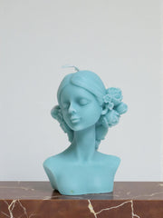 Small Lady with Flowers Candle
