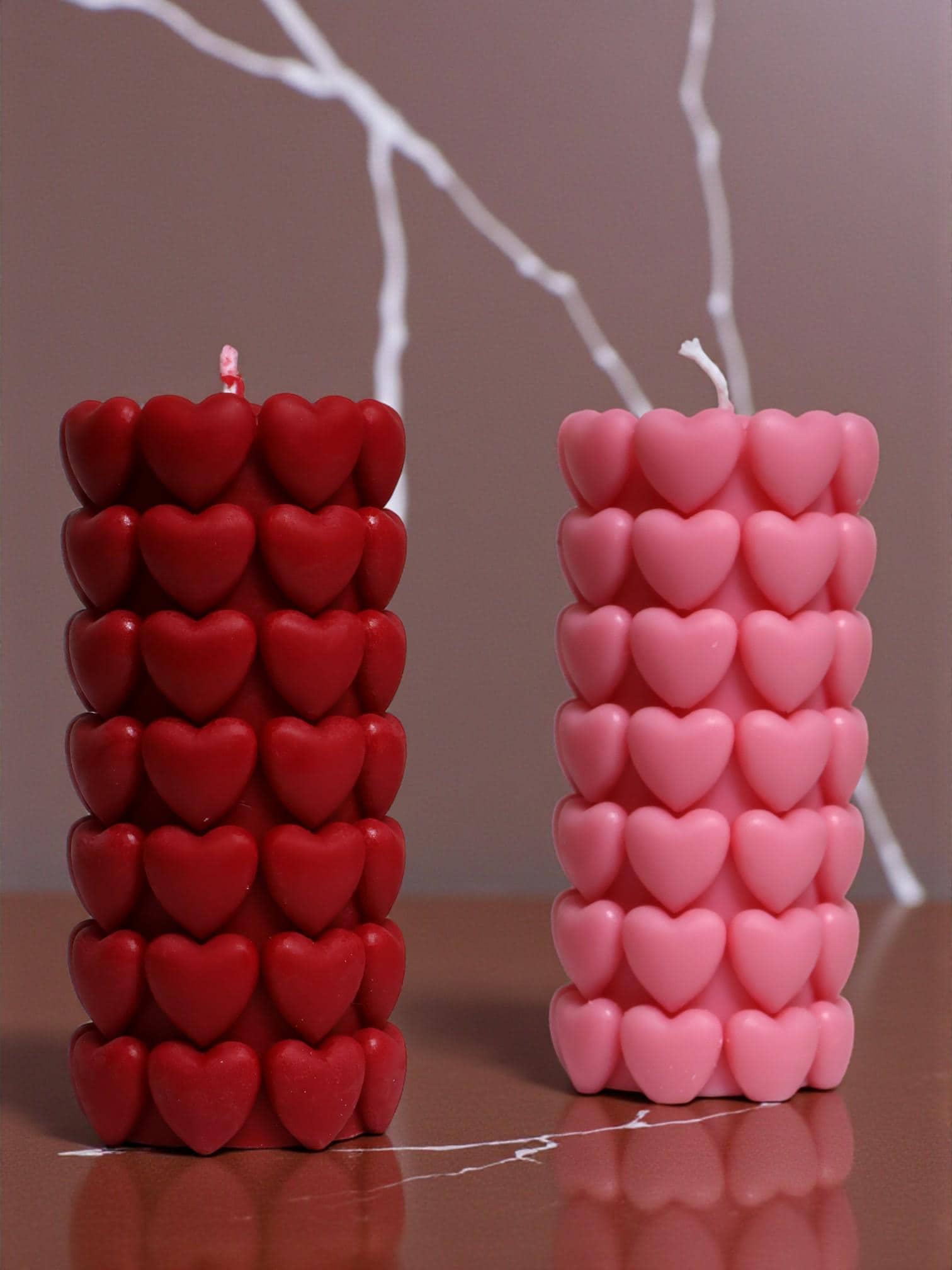 Love Heart Pillar Candle