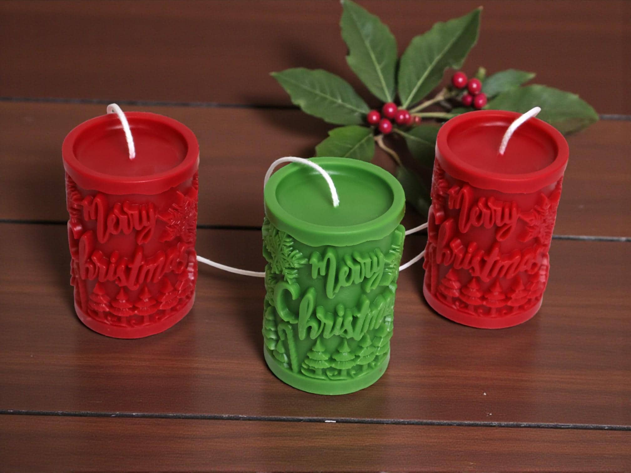 Christmas Pillar Candle 3.25x2.25 inches