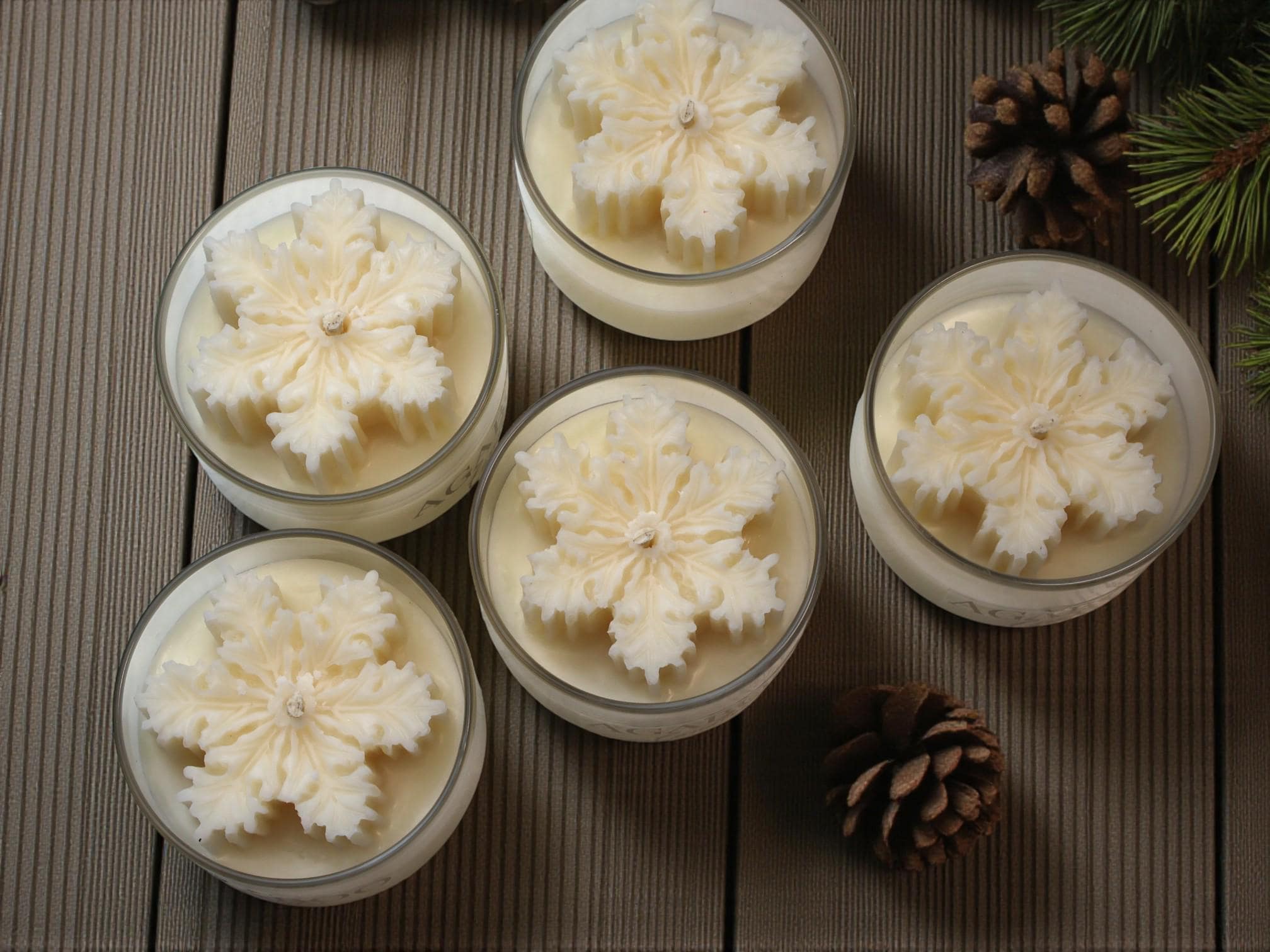 Snowflake Glass Jar Candle