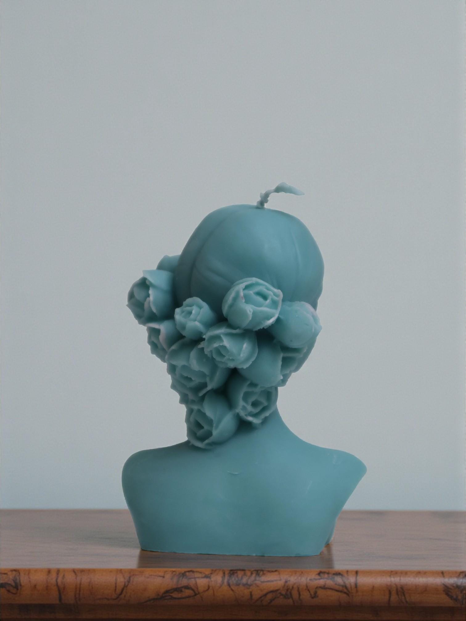 Small Lady with Flowers Candle