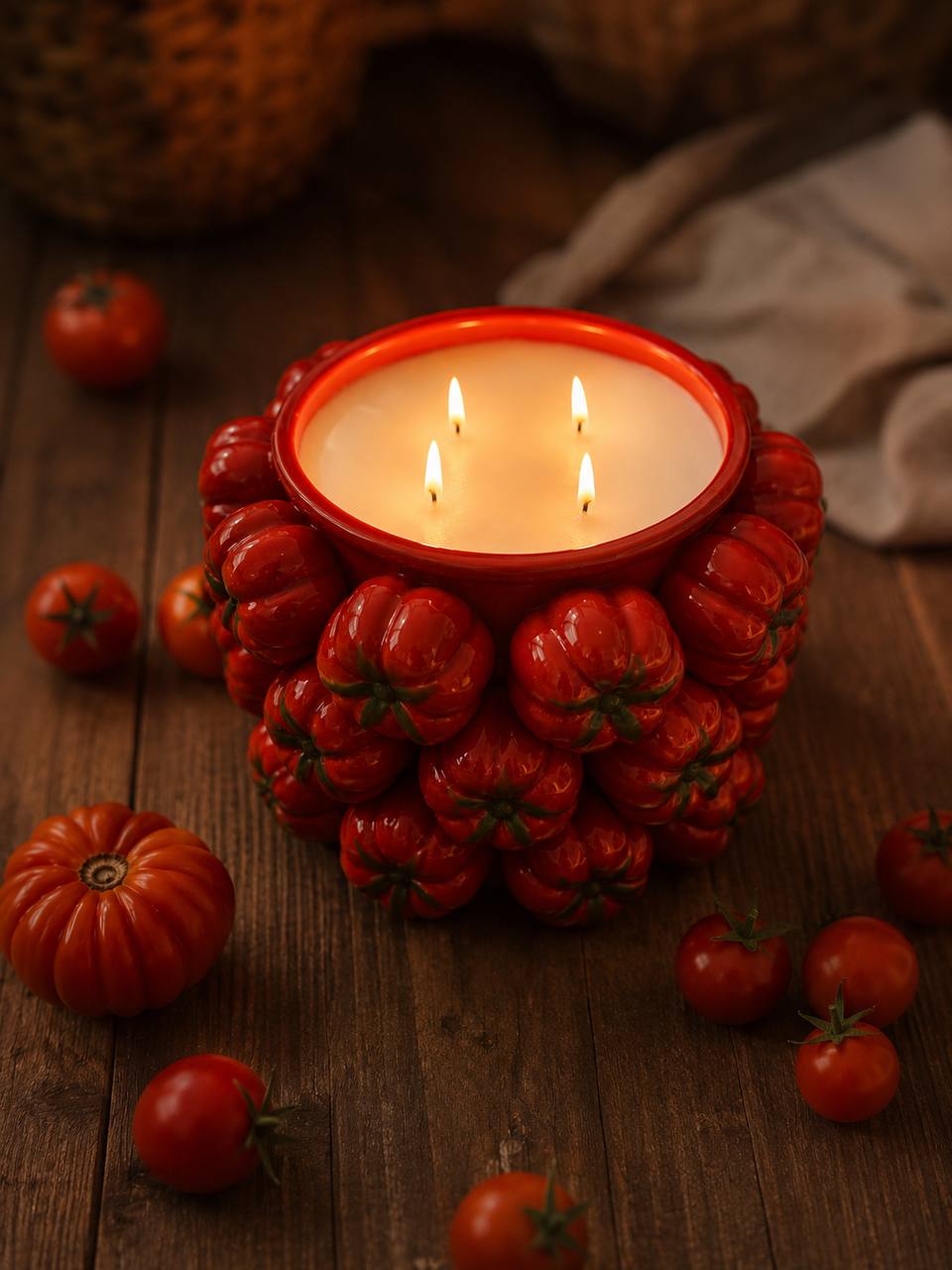 Huge Tomato Candle Bowl 7.5x10 inches 135 fl.oz