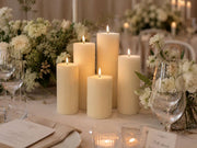 Set of 3 Textured Ribbed Pillar Candles