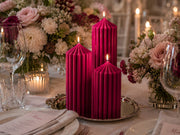 Set of 3 Textured Ribbed Pillar Candle